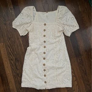 Free people cream button up dress